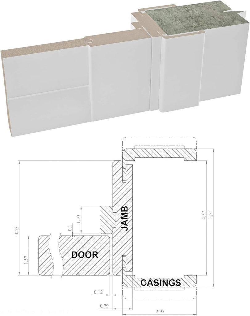 Quadro 4117 | Double Swing Interior French Doors with Glass with Frosted Glass, MDF, Hardware Includ
