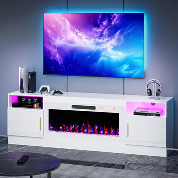 TV Stand with Fireplace, 36" Fireplace TV Stand LED Entertainment Center with Fireplace, 70 Inch Modern Electric