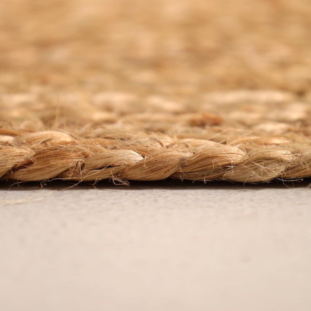 Handwoven 6FT Round Natural Jute Area Rug Rustic Reversible Solid Farmhouse Rug for Bedroom Living R