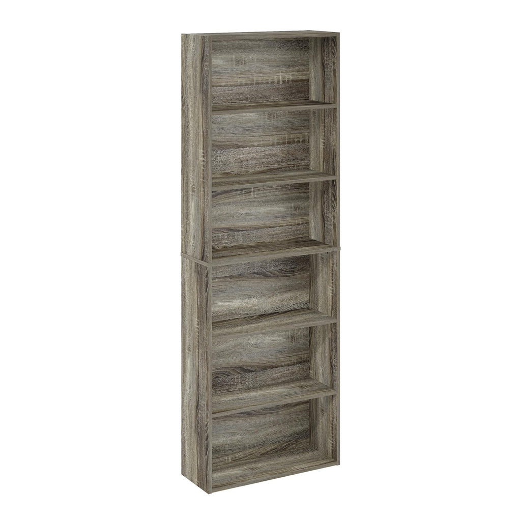Jaya Simply Home Free Standing 6-Tier Open Storage Bookcase, French Oak