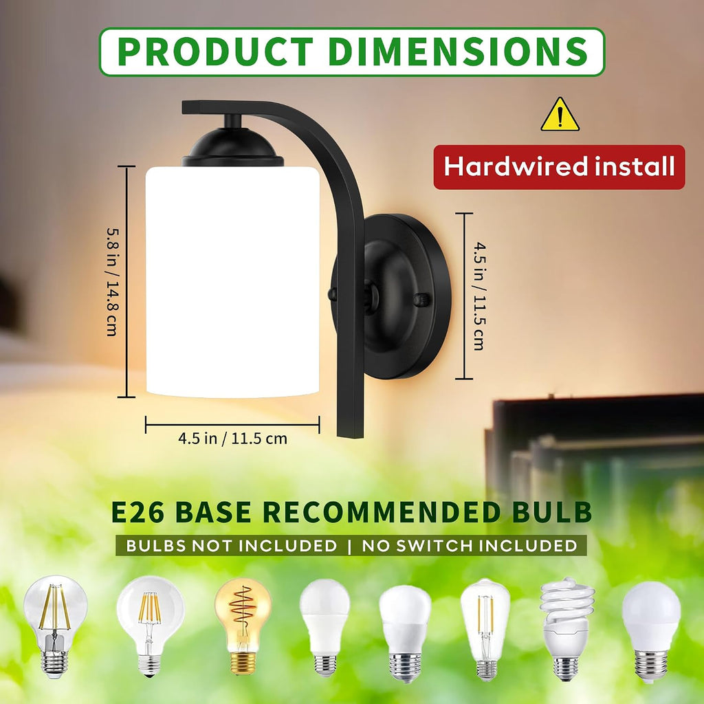 Wall Sconces Lights Bathroom, Modern Vanity Light Fixtures, Matte Black Farmhouse Wall Mount Lighting, Hardwired Wall