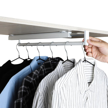 Pull out closet rod pull out pants rack for closet white 9-1/2 inch pull out rack clothes pull out valet rod closet