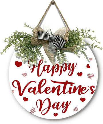 Valentine's Day Door Wreath for Front Door Valentines Holiday Door Sign Heart Love Porch Hanging Decoration