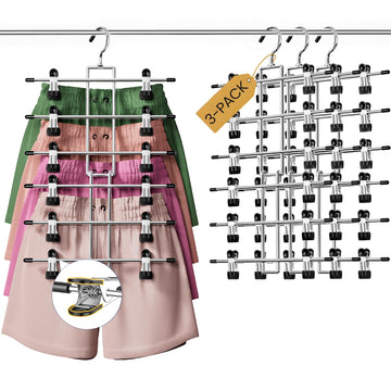 Skirt Pants Hangers with Clips Space Saving Hanging Closet Organizer 6 Tiers Hanger with 360° Swivel Hook