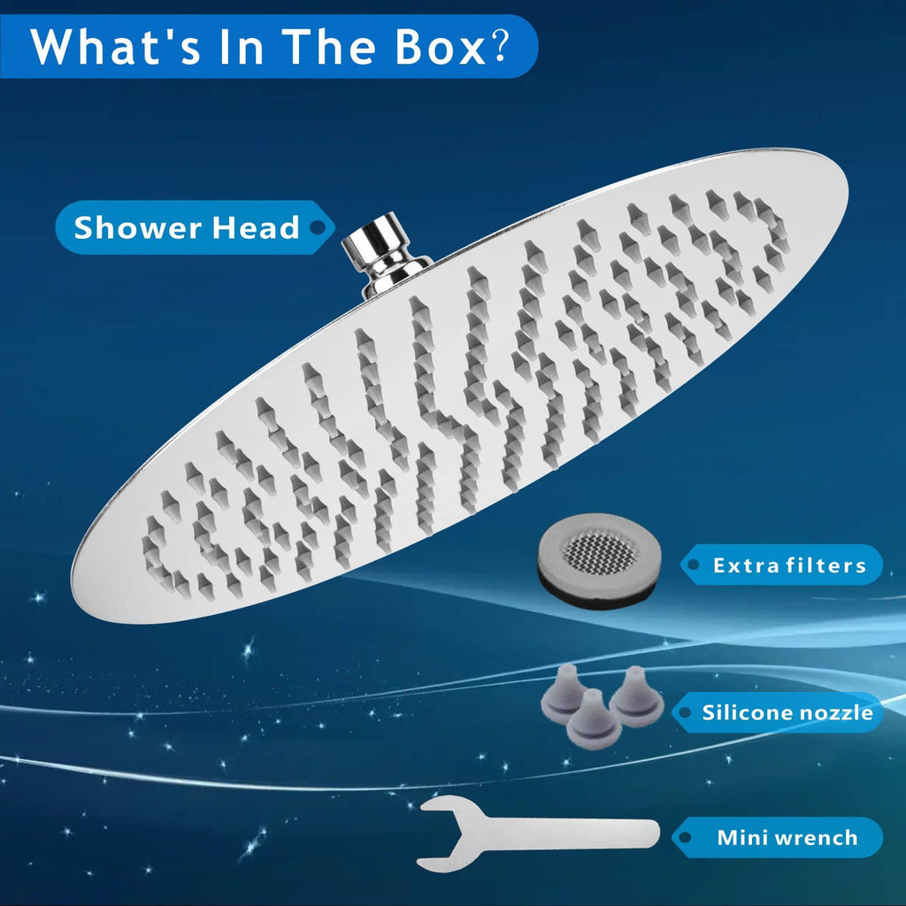 Rain Shower Head, High Flow Large Rainfall Showerhead Made of All Metal Stainless Steel, Waterfall Body Covering