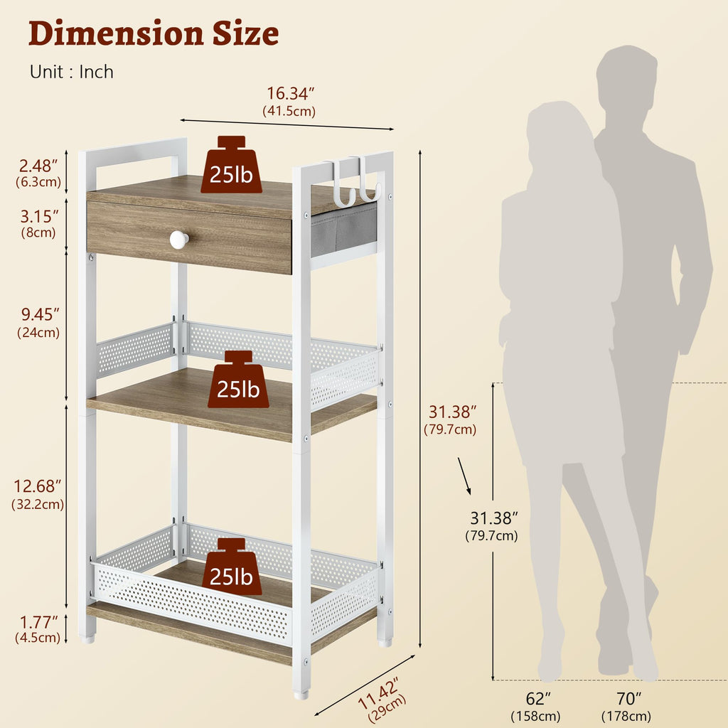 Bathroom Ladder Shelf, 3-Tier Bathroom Storage Shelf, White