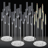 Tessco 4 Pcs 10 Arm 46.5 Acrylic Candelabra Table Centerpiece Floor Candelabras Clear Candle Holder with Removable