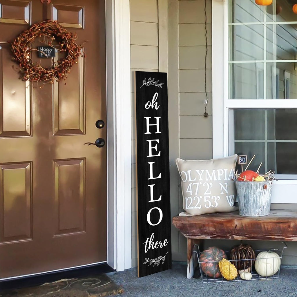 Welcome Porch Sign Oh Hello There Wooden Welcome Sign Vertical Hanging Signs For Standing Front Porch Decor Rustic