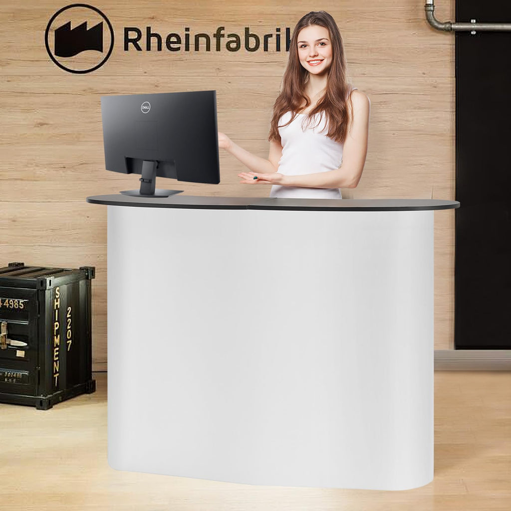 Portable Tradeshow Podium Table, 51.18" x 18.31" x 37.4", Display Exhibition Counter Stand Booth Fair with Wall