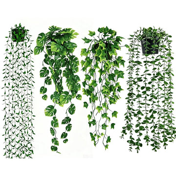Fake Plants Artificial Indoor Faux Hanging Plants Greenery Eucalyptus Green Décor 4 Pack Bathroom Farmhouse Room