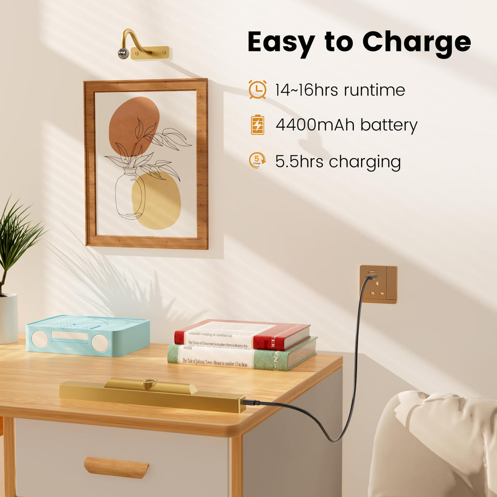 Gallery Lights for Wall 3 Pack, 12" Rechargeable Picture Lights, Cordless Remote Dimmable LED for Portrait Hallway