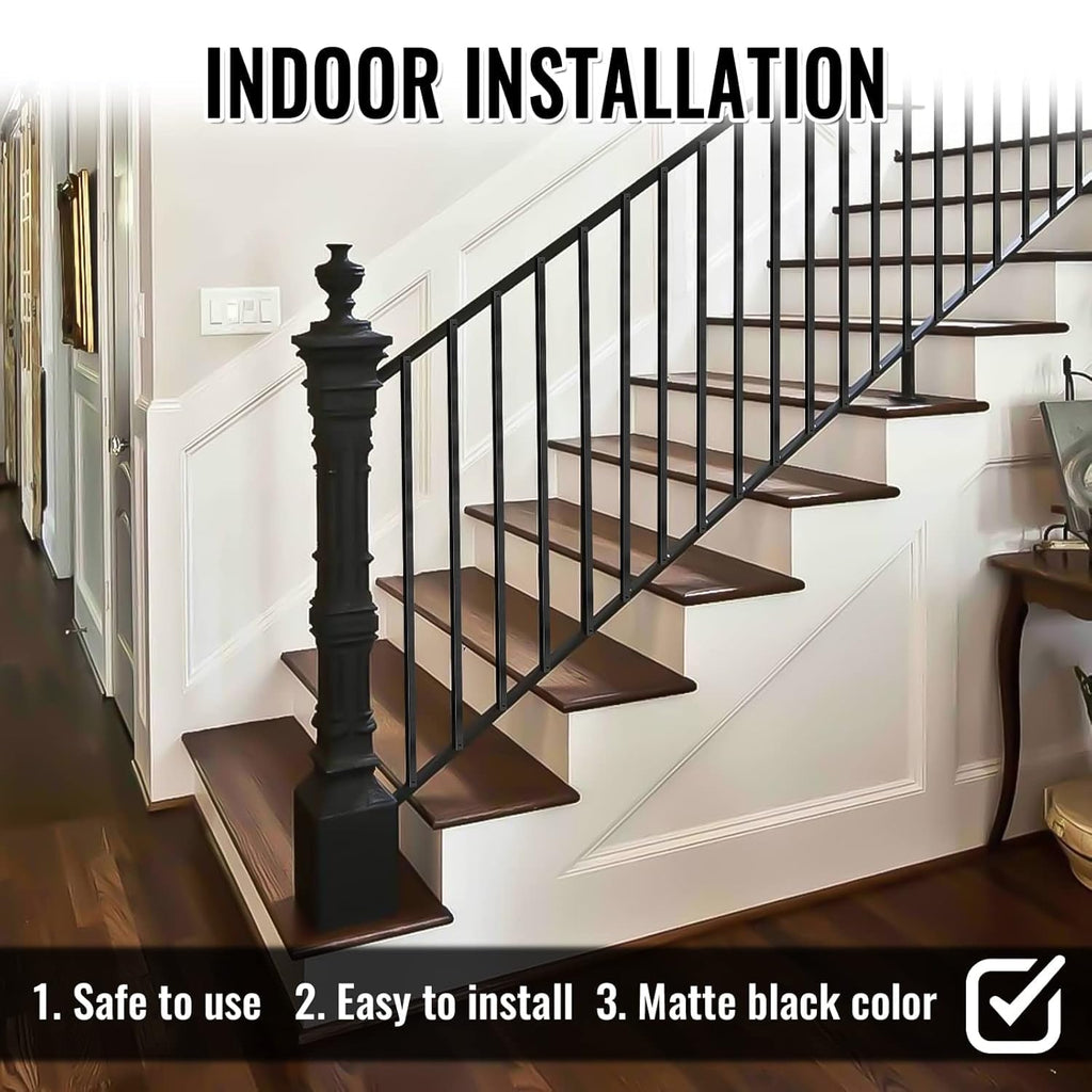Deck Balusters, Wrought Iron Balusters Square 1/2" X 44" Hollow Plain Bar Balusters for Staircase Interior Satin