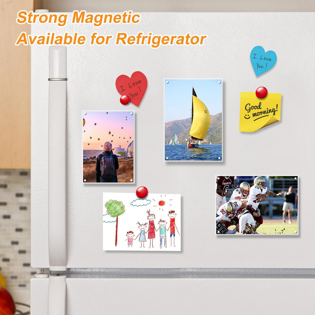 5 Pack 4x6 Magnetic Acrylic Picture Frame, Clear Floating with Base