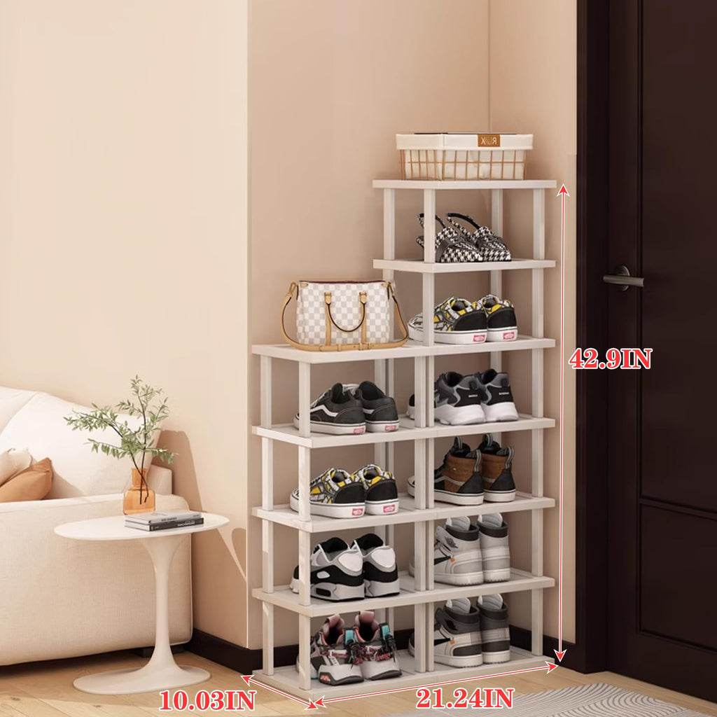 Vertical Shoe Rack, Tall Narrow Shoe Shelf Organizer Entryway Shoe Storage
