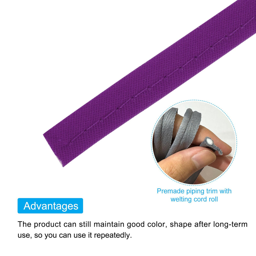 Piping Cord Trim 12 Yards 1/2 Inch Piping Tape for Sewing DIY Crafting Fabric Edge Trim Purple