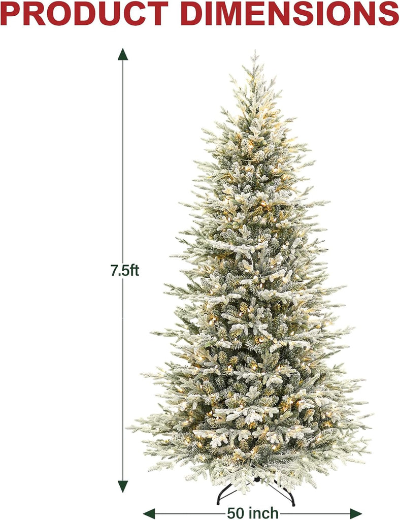 Prelit Flocked Christmas Tree with 450 Warm White LEDs