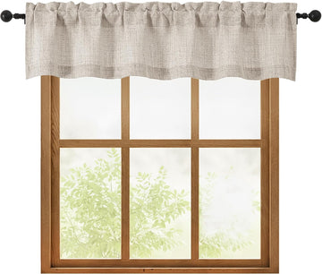 Linen Valances for Windows 1 Pcs 22 Inch Length, Light Filtering Textured Short Small Valance Curtains (1 Panel) Basement