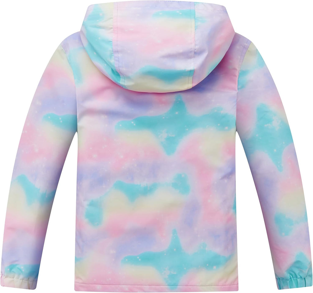 Girls Waterproof Hooded Jackets Fleece Lined Rain Jackets