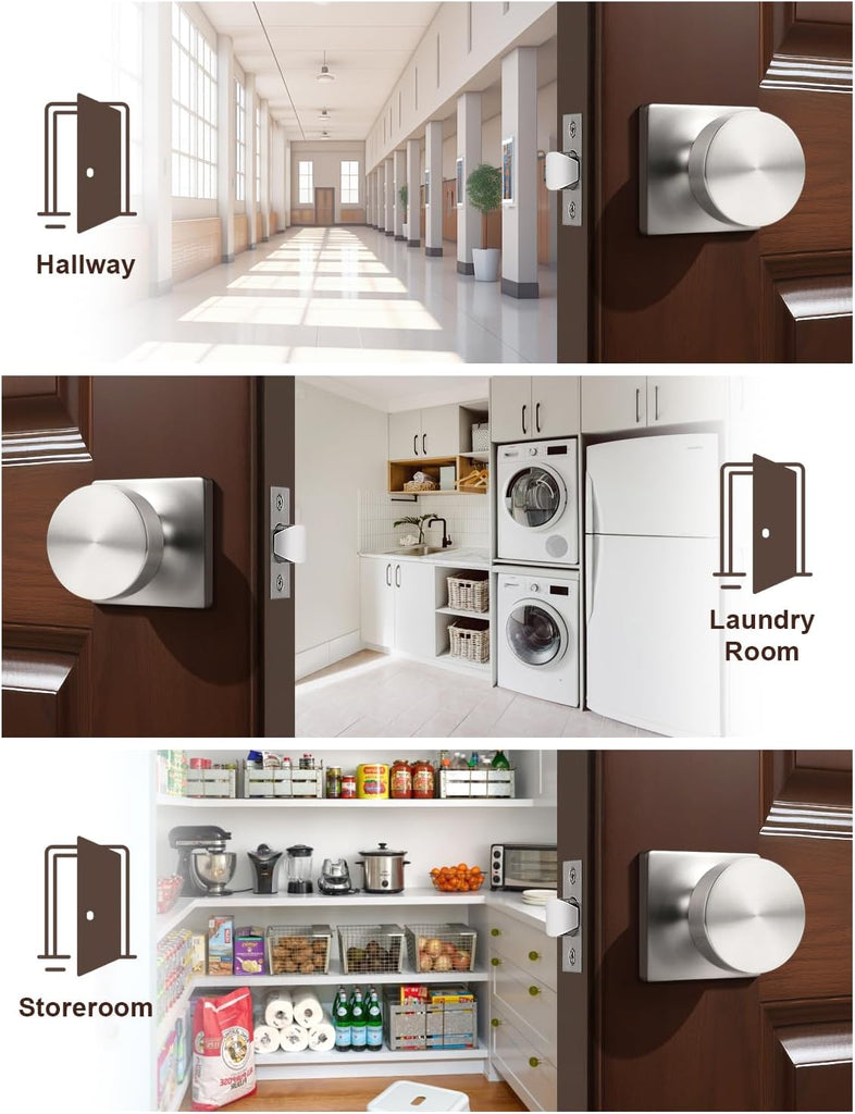 6 Pack Brushed Nickel Interior Passage Door Knob, Handle for Closet and Hallway Doors, Heavy Duty Square Non-Locking