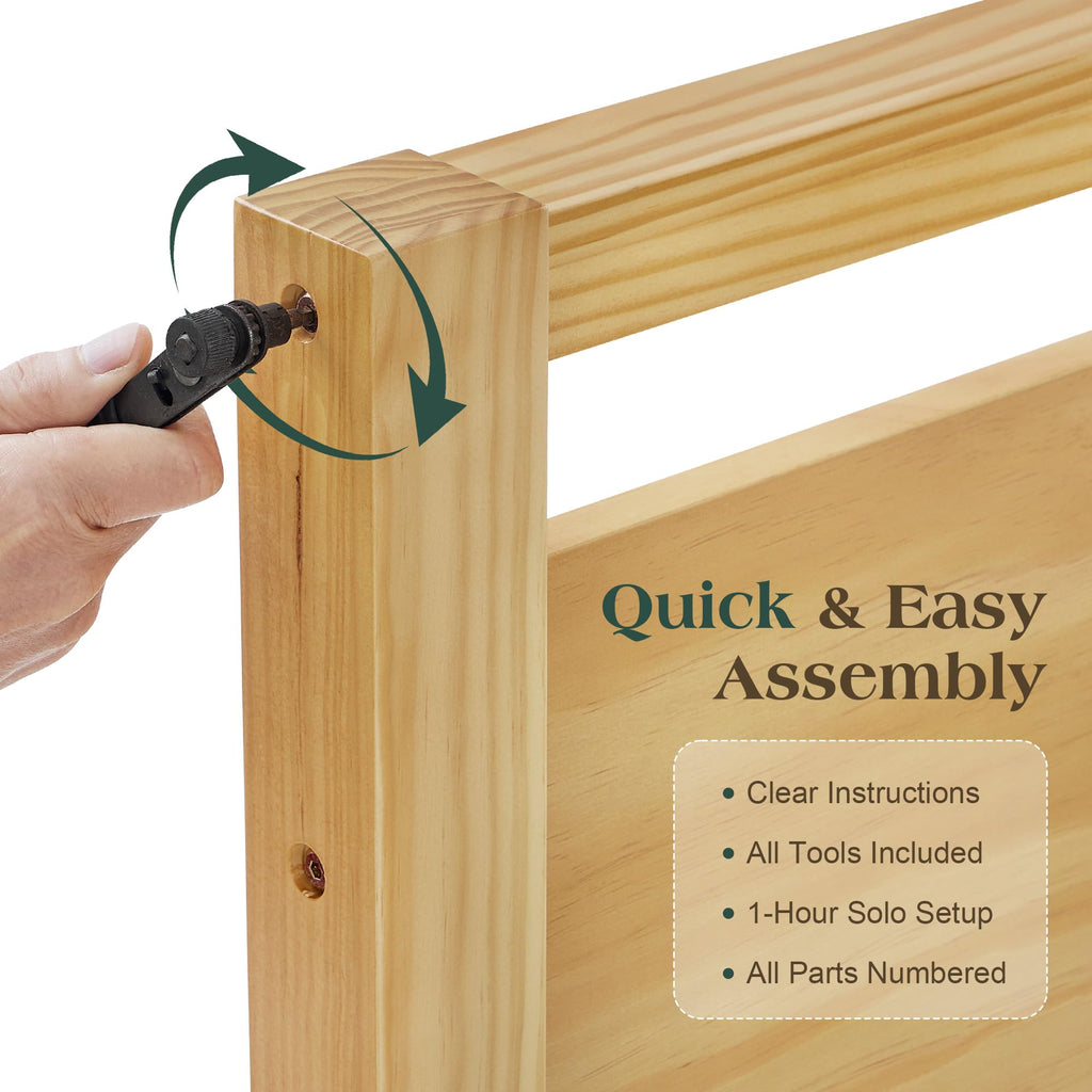 Minimalist King Size Solid Wood Bed Frame with Headboard