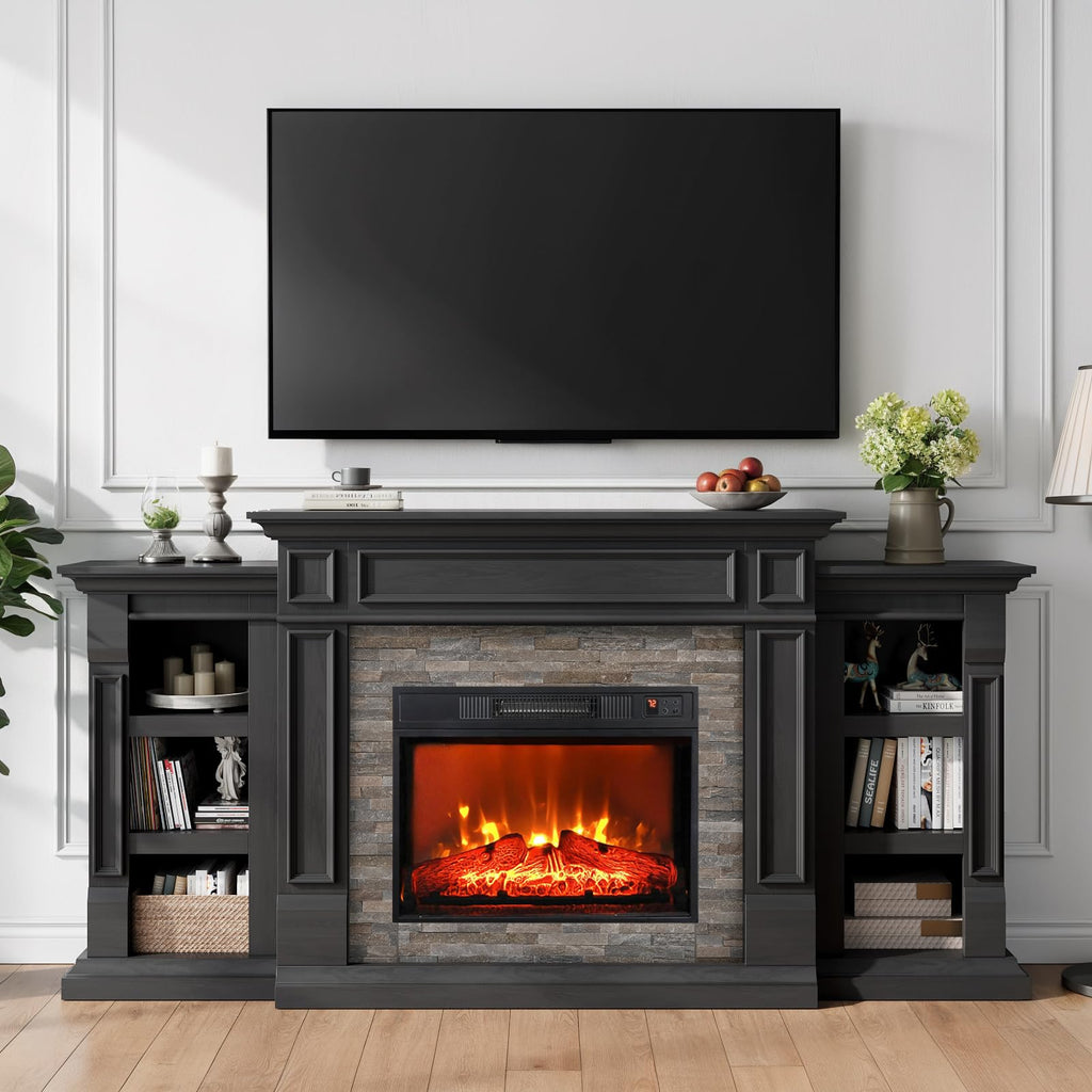 72" Electric Fireplace with Mantel Fireplace TV Stand