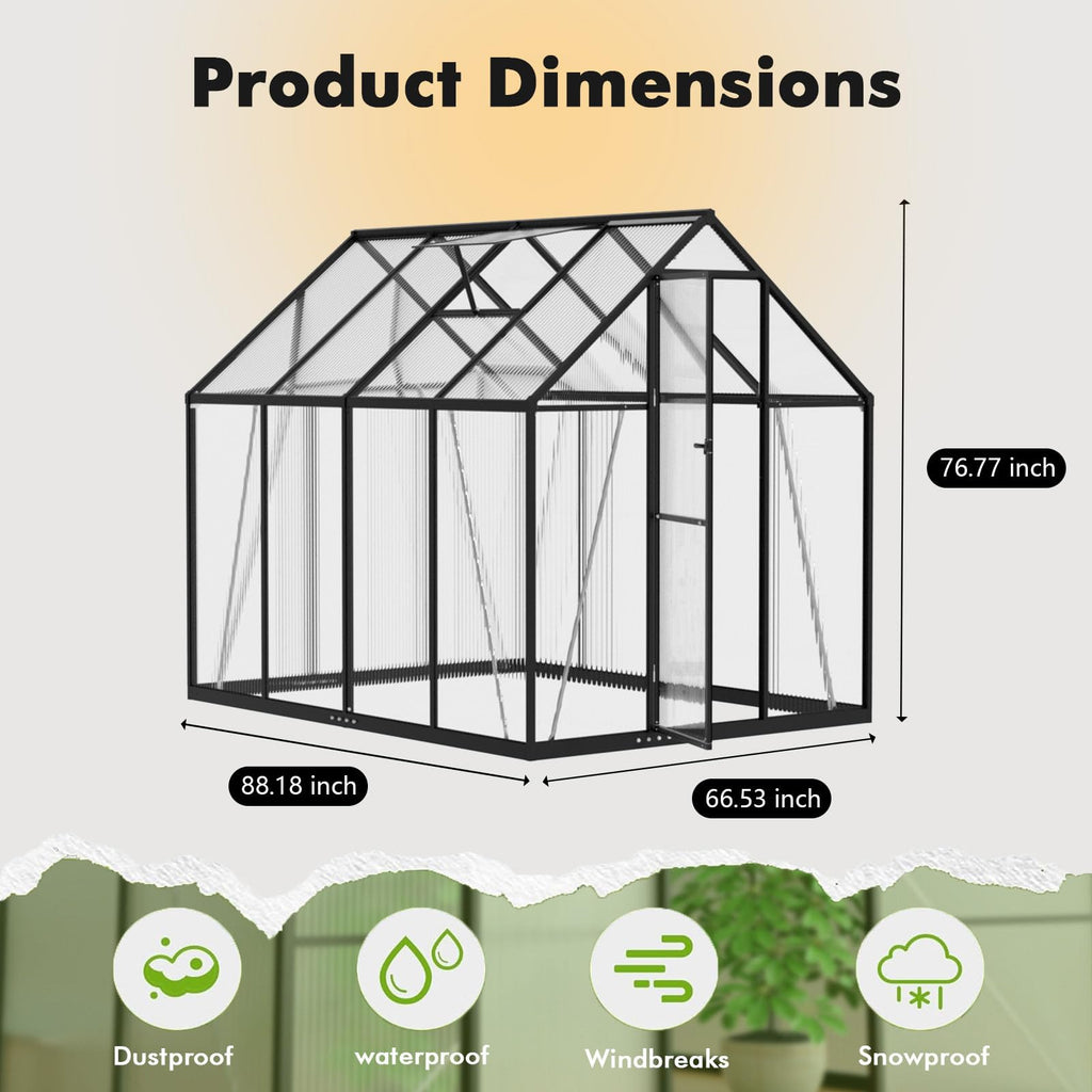 6X8FT Greenhouse with Thermometers, Small Greenhouse for Outdoors