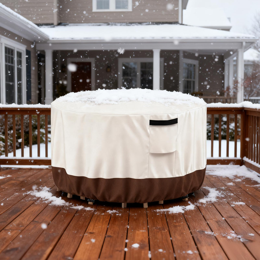 Outdoor Round Table Cover Waterproof Patio Furniture Covers, Patio Round Table Chair Set Covers - 72" Dia x 34" H