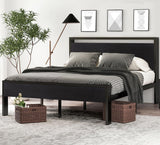 14 Inch Full Metal Platform Bed Frame with Wooden Headboard and Footboard, Mattress Foundation, No Box Spring Needed