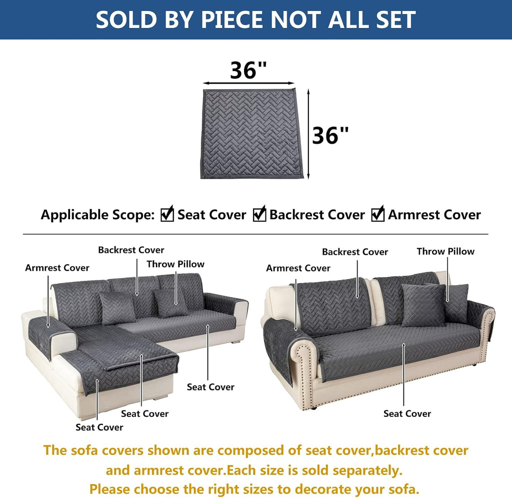 Velvet Sectional Couch Covers for Dogs, Dark Gray, 1PC, 36''x36''