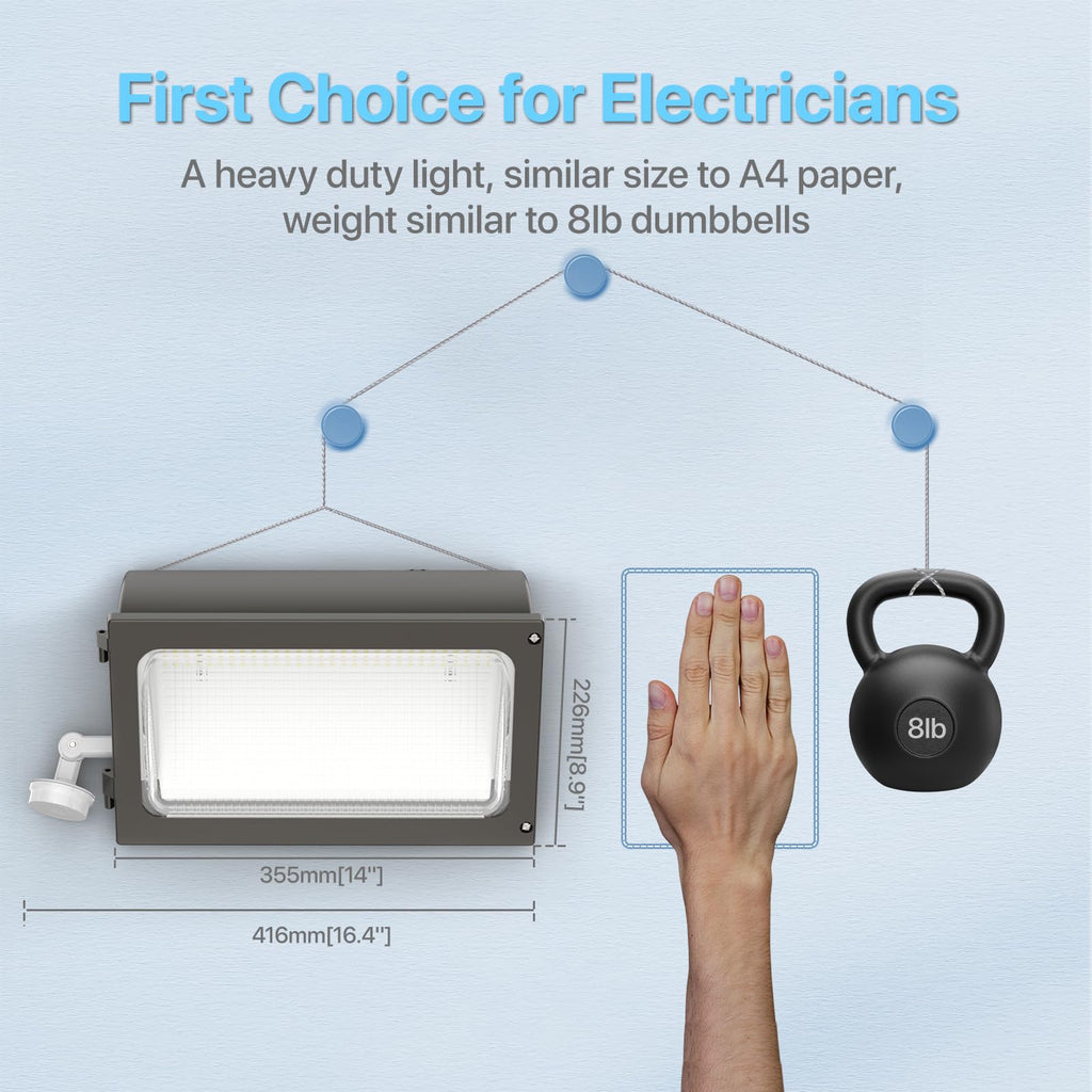LED Wall Pack Light: 120W Wall Pack LED Exterior Light with Motion Sensor - 15600lm Glass Lens LED Security Flood for