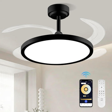 Slim Retractable Ceiling Fan with Lights and Remote/APP Control