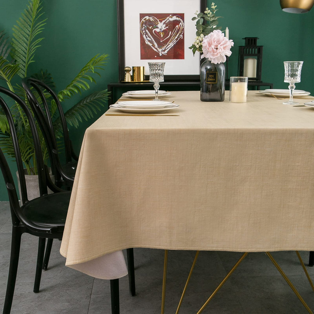 Vinyl Tablecloth with Flannel Backing, Waterproof Table Cloth