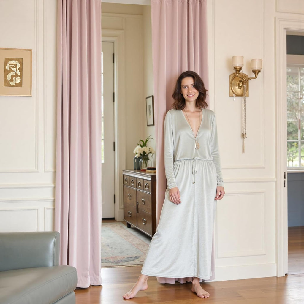 Blackout Curtains Thermal Insulated Room Window Drapes Super Soft Luxury Curtains Bedroom Rod Pocket 2 Panels, Dusty