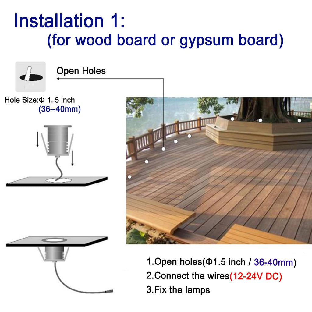 LED In-Ground Well Lights Anti-Glare,3W 12V-24V DC, IP67 Waterproof Recessed Lamp,Buried Underground Outdoor
