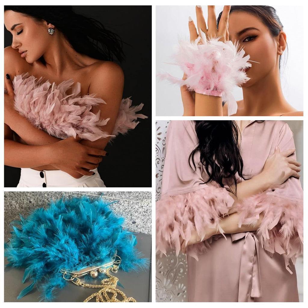 Aqua Blue Turkey Feathers Trim Fringe 5Yard 4-6inch