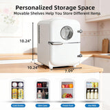 Mini Fridge, 4L Capacity/6 Cans Portable Cooler and Warmer Compact Refrigerator, for Bedroom,Car,Office and Dorm