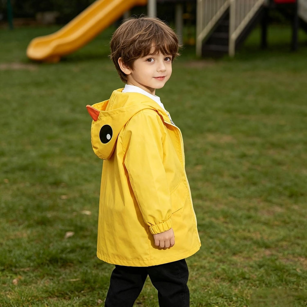 Toddler Baby Boy Girl Duck Rain Jacket Cute Cartoon Yellow Raincoat Hoodie Kids Coat