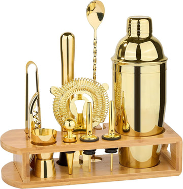 Cocktail Shaker Set Bartender Kit, 12-Pcs Bar Tool with Bamboo Stand - Set of 12