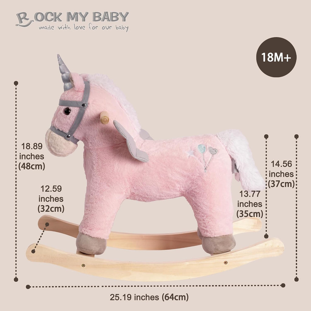 My Baby Rocking Horse, Rocking Animal with Realistic Sound, Stuffed Rocker for Toddlers 18M+, Soft Filling Ride on