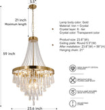 Gold Crystal Chandelier Light, 9-Lights French Empire Chandeliers Lighting for High Ceiling Hanging Pendant for Dining Living Room Foyer Kitchen Bedroom Entryway, Brushed Brass, Golden A108-B0D4QP3JJ4