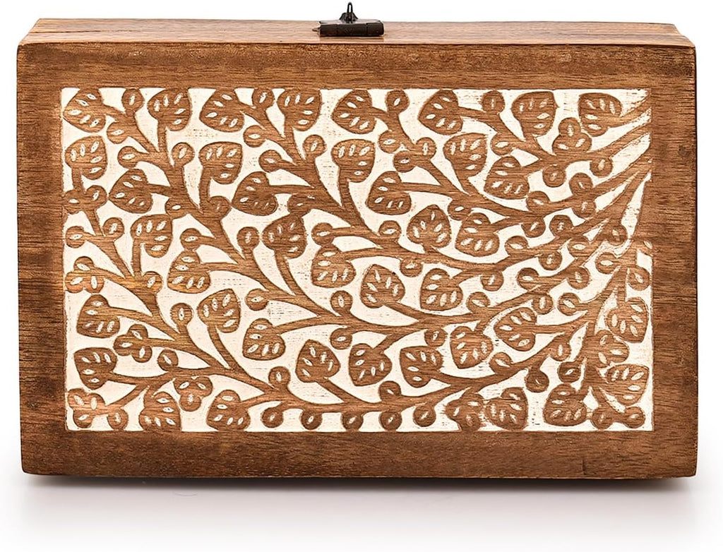 Jewelry Boxes Mango Wood Tree of Life Engraving Jewellery Box for Women-Men Jewel | Home Decor Accents (8" X 5" X 3")