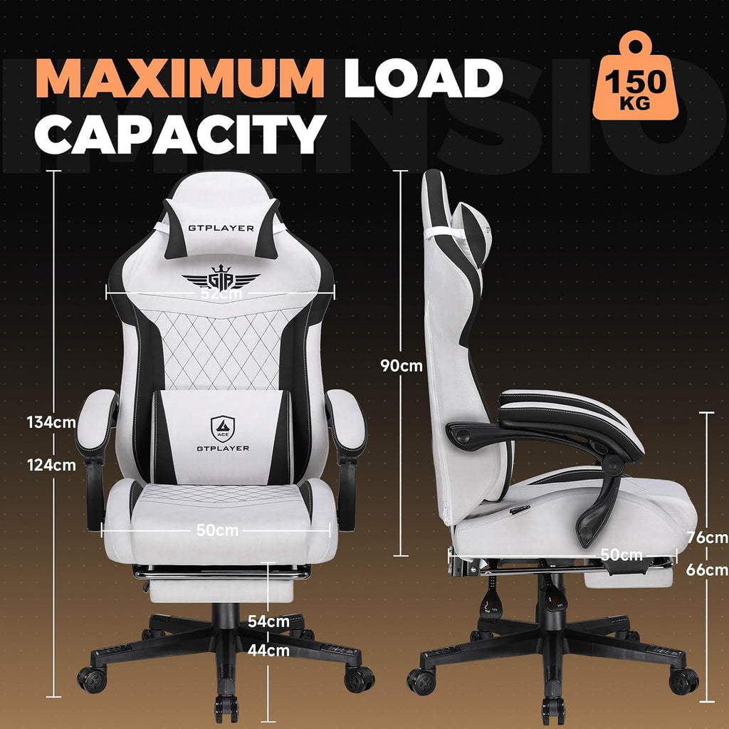 Gaming Chair with Footrest, Ergonomic Office Chair 400lbs Heavy Duty, Big and Tall Computer Desk Chair with Lumbar