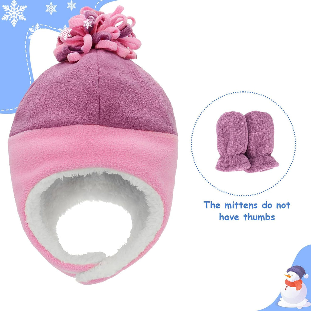 Baby Winter Hat and Mitten Set with Warm Sherpa-Fleece for Toddler & Infant