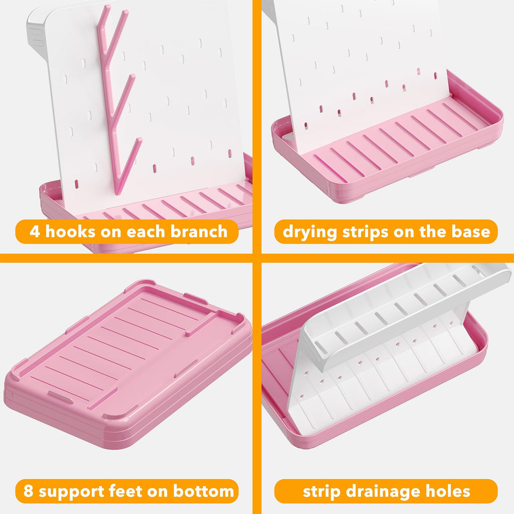 Baby Bottle Drying Rack with 20 Hooks, Space Saving Kitchen Bottles Rack Dryer, Vertical Baby Bottle Holder Organizer