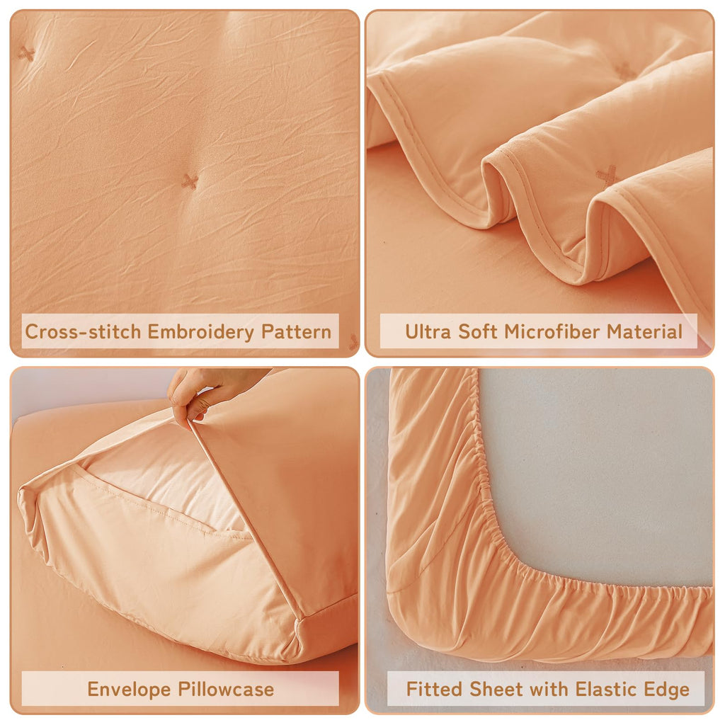 Toddler Bedding Set for Girls Boys 4-Piece Kids Bedding Set Orange