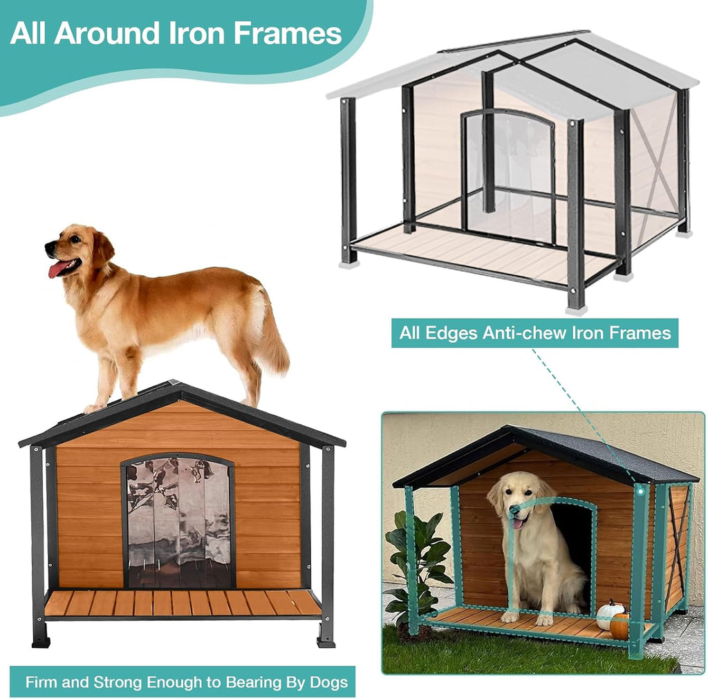 Medium Heated Dog House Outdoor with Insulated Liner for Winter