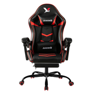 Black and Red Gaming Chair with Footrest, Ergonomic Small Gaming Chair