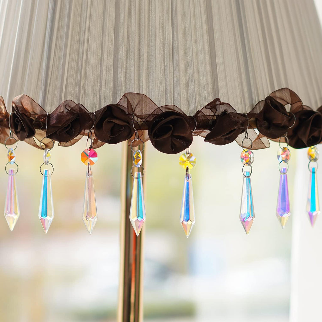 20 Pcs Chandelier Icicle Crystal Prisms Suncatcher Window Wedding Decor - 55mm Chandelier Crystals Replacement AB