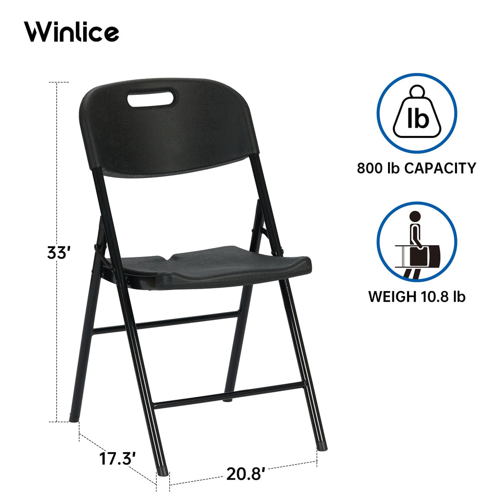10 Pack Thicker 800 LBS Black Folding Chairs, Commercial Grade Folding Chair, Foldable Chairs for Events