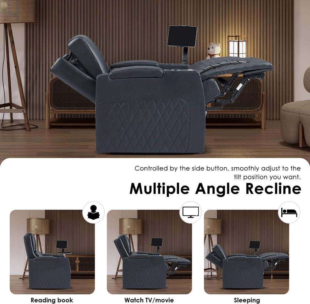 Astronaut Zero Gravity Home Theater Seating Top Grain Leather Recliner Sofa Power Headrest Footrest with Carbon Fiber